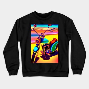 STUNNING CLASSIC COOL RETRO MOTORCYCLE ON THE BEACH Crewneck Sweatshirt